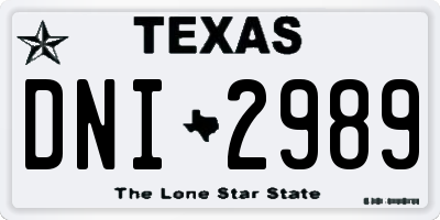TX license plate DNI2989