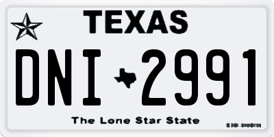 TX license plate DNI2991