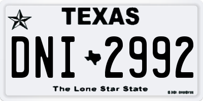 TX license plate DNI2992