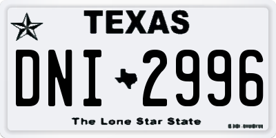 TX license plate DNI2996