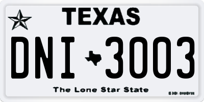 TX license plate DNI3003