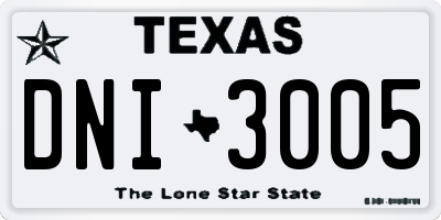 TX license plate DNI3005