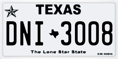 TX license plate DNI3008