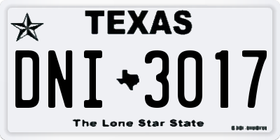 TX license plate DNI3017