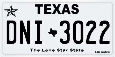 TX license plate DNI3022