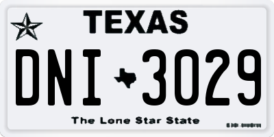 TX license plate DNI3029