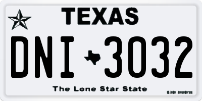 TX license plate DNI3032