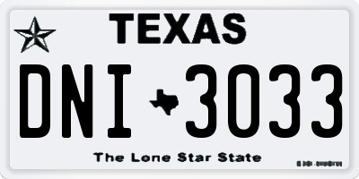 TX license plate DNI3033