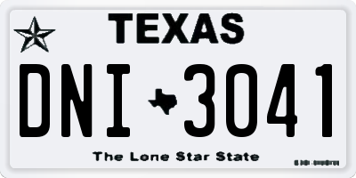 TX license plate DNI3041