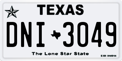 TX license plate DNI3049