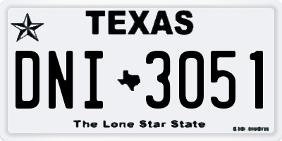 TX license plate DNI3051