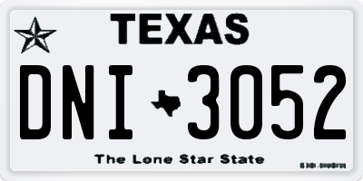 TX license plate DNI3052