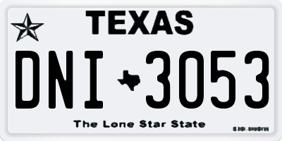TX license plate DNI3053