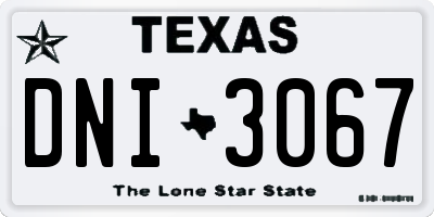 TX license plate DNI3067