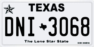 TX license plate DNI3068