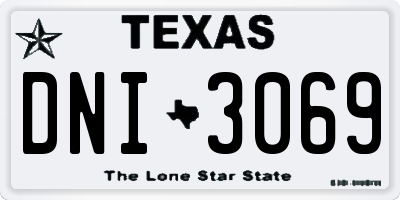 TX license plate DNI3069