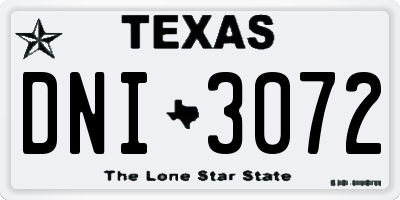 TX license plate DNI3072