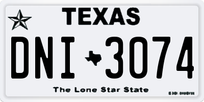TX license plate DNI3074
