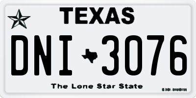 TX license plate DNI3076