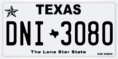 TX license plate DNI3080