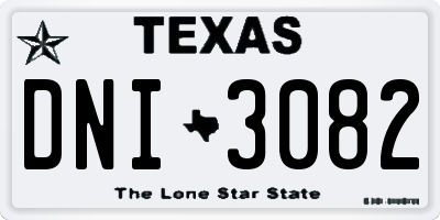 TX license plate DNI3082