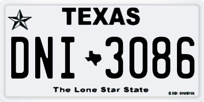 TX license plate DNI3086