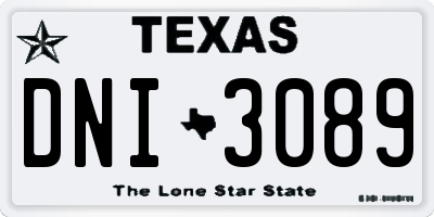 TX license plate DNI3089
