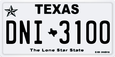 TX license plate DNI3100