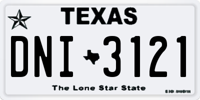 TX license plate DNI3121