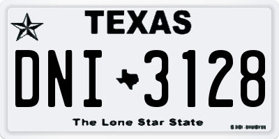 TX license plate DNI3128