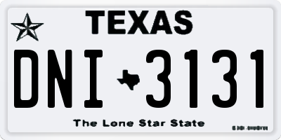 TX license plate DNI3131