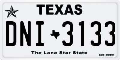 TX license plate DNI3133