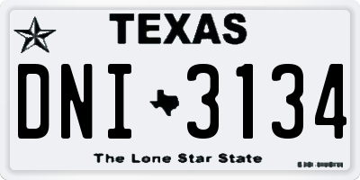 TX license plate DNI3134