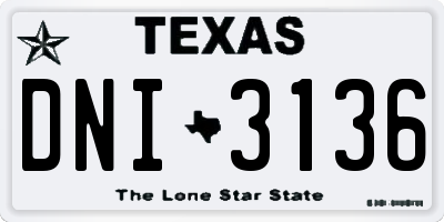 TX license plate DNI3136