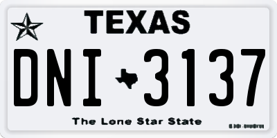 TX license plate DNI3137