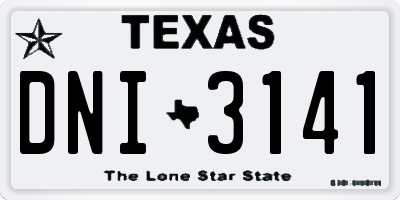 TX license plate DNI3141