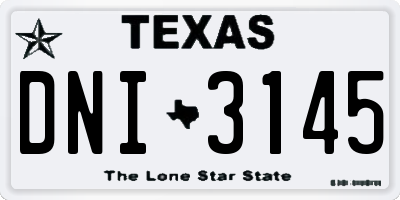 TX license plate DNI3145