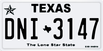 TX license plate DNI3147