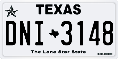 TX license plate DNI3148