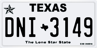 TX license plate DNI3149
