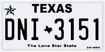 TX license plate DNI3151