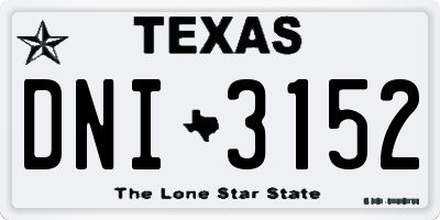 TX license plate DNI3152