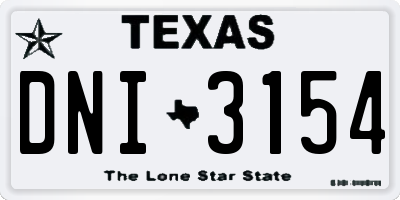 TX license plate DNI3154