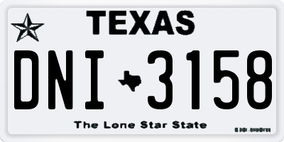 TX license plate DNI3158