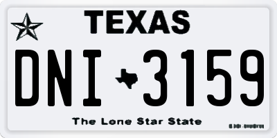 TX license plate DNI3159