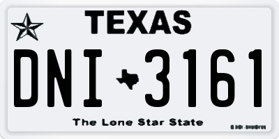 TX license plate DNI3161
