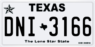 TX license plate DNI3166