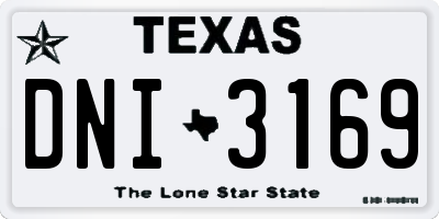 TX license plate DNI3169