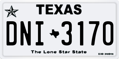 TX license plate DNI3170