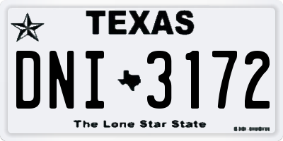 TX license plate DNI3172